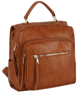 Fashion Top Handle Backpack LM-0327 BROWN